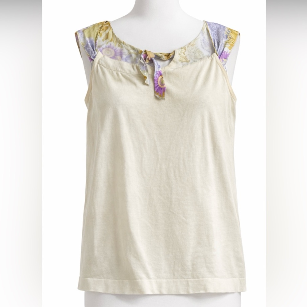 Salvatore Ferragamo Cream and Purple Floral Blouse
